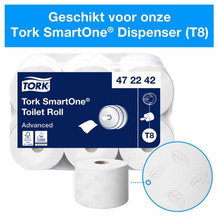 Tork 680000 SmartOne dispenser Toiletpapier Dispenser Wit T8 Hoge Capaciteit Elevation Lijn (680000)
