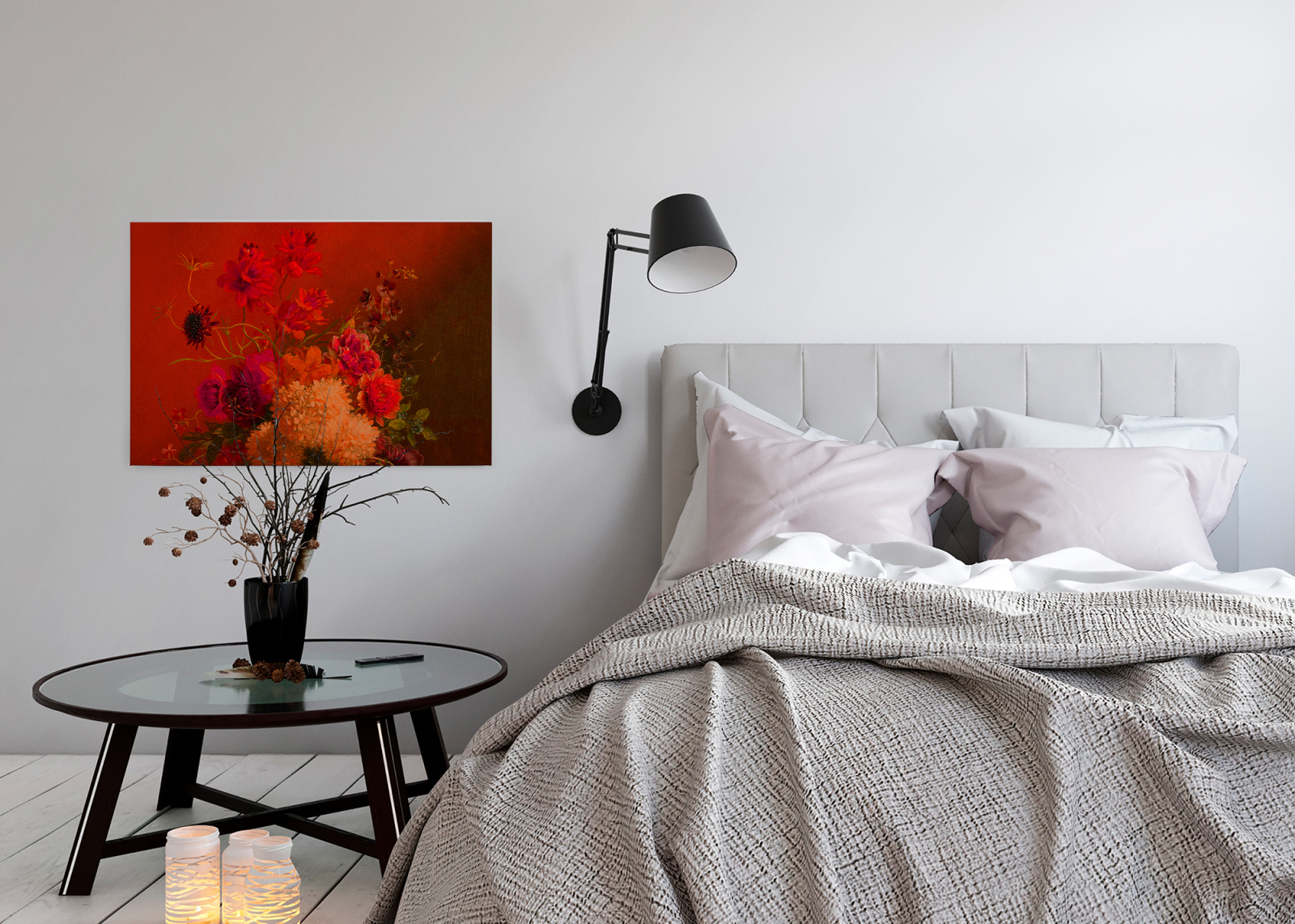 Leinwandbild BLUMEN-BOUQUET - rot-orange - 90x60 cm