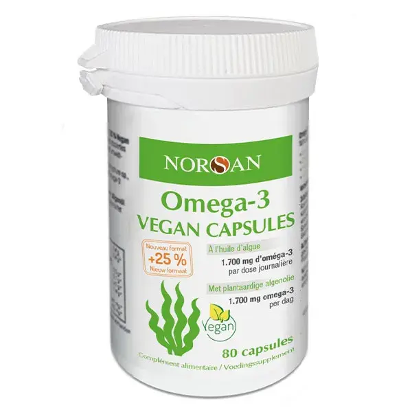 Norsan Omega-3 Vegan 1700mg Huile d'Algue 80 capsules