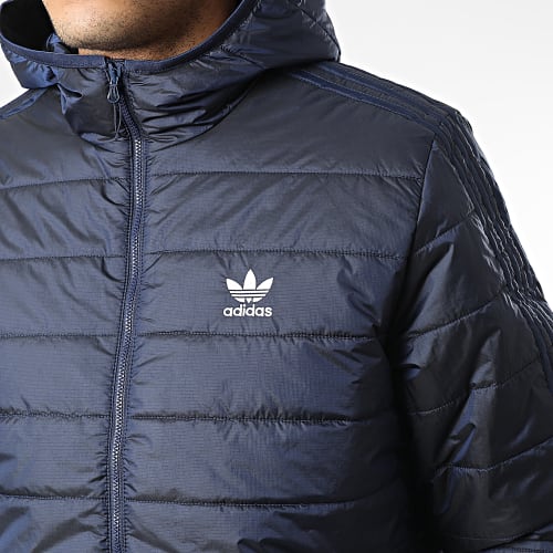 Doudoune Capuche A Bandes HL9210 Bleu Marine