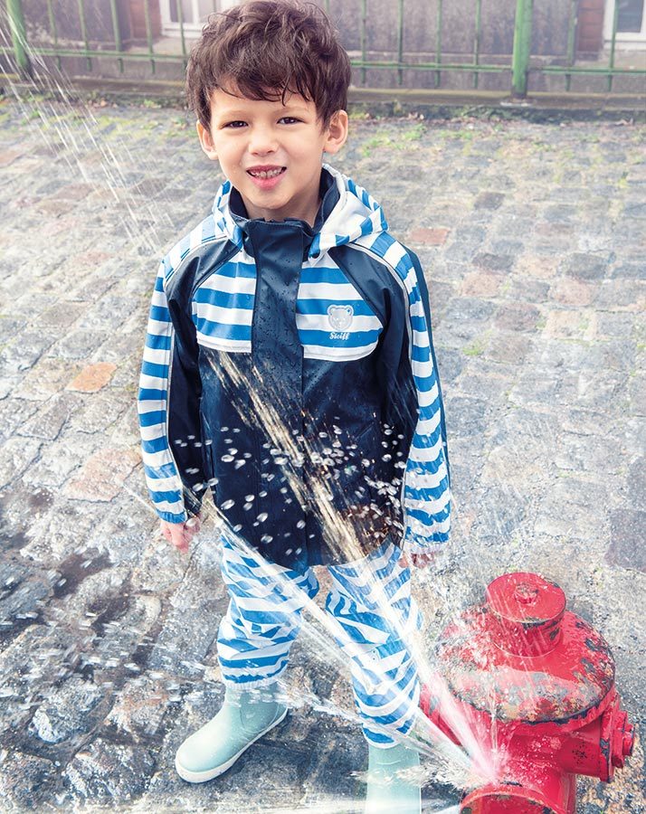 Regenhose STRIPES ALLOVER mit Hosenträgern in blau/weiß (Größe: 80)