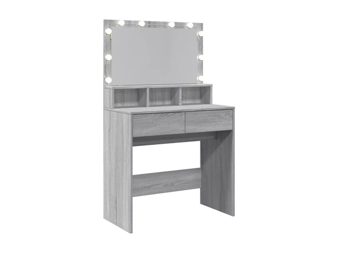 Coiffeuse avec LED sonoma gris 80x41x134,5 cm