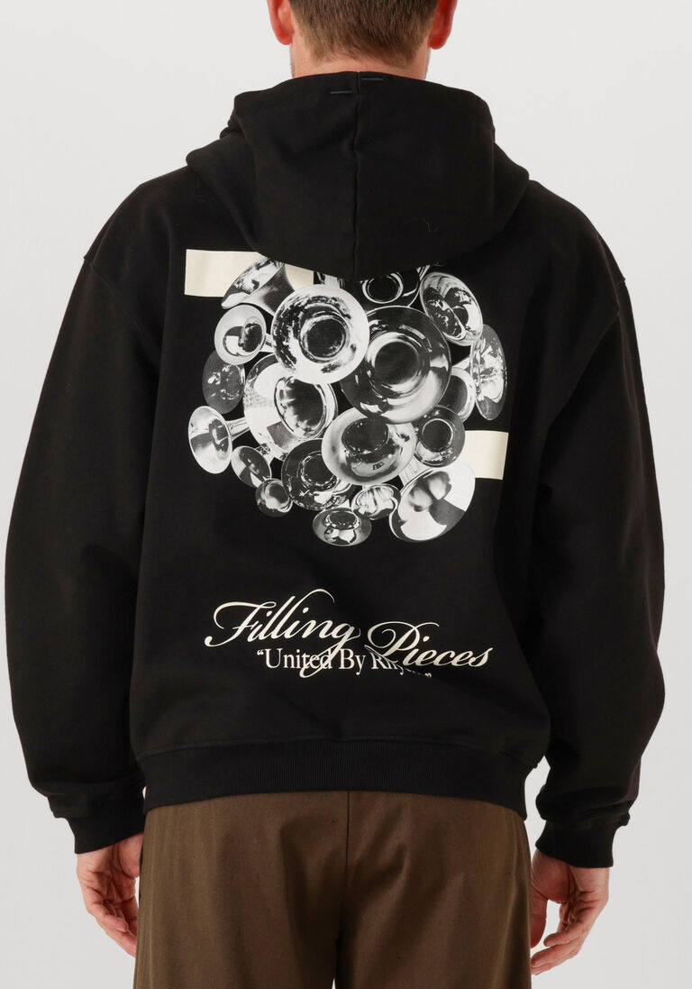 zwarte filling pieces trui zip hoodie bouquet