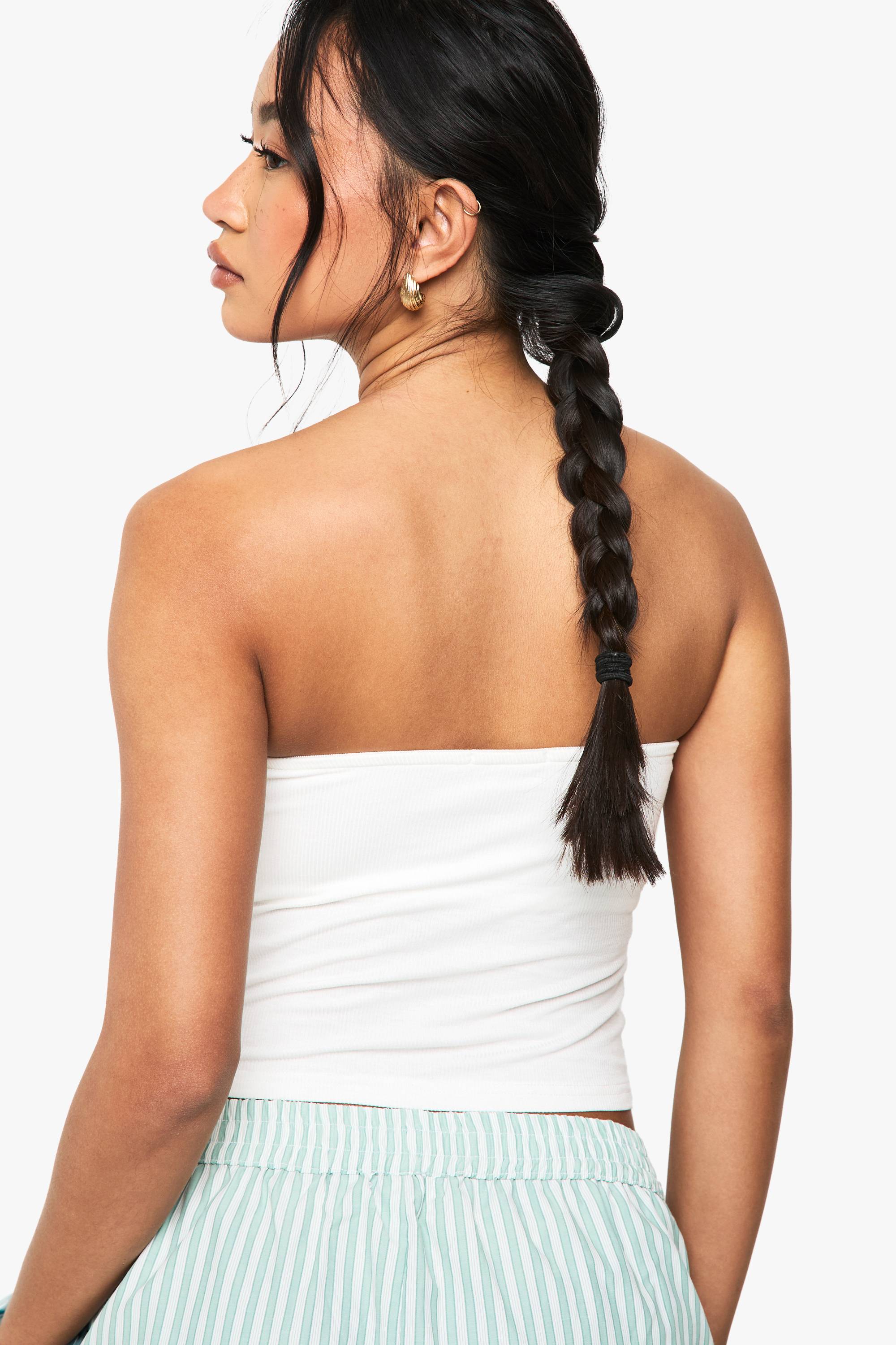 boohoo Top bandeau à nervures douces rembourré intégré