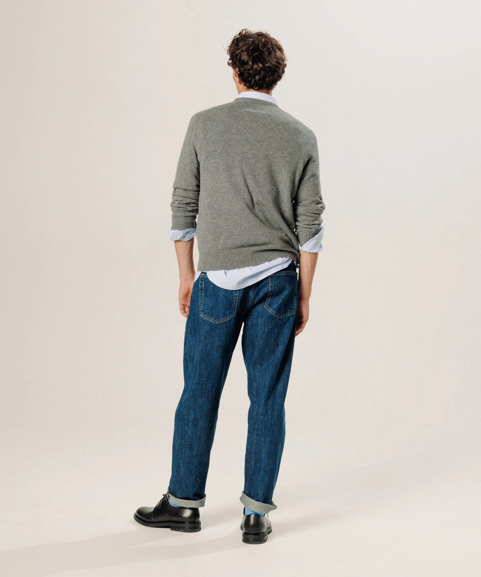 Pull col v en cachemire | Gris