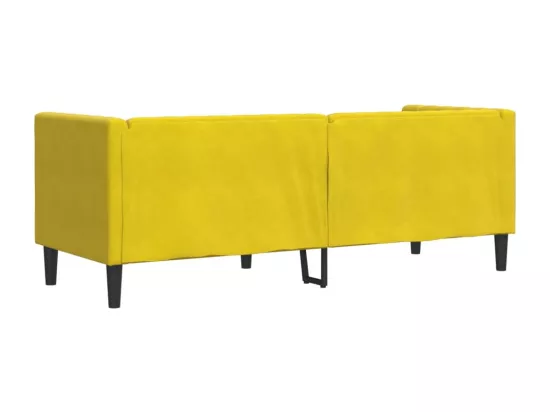 Canapé Chesterfield avec traversins 3 places jaune velours