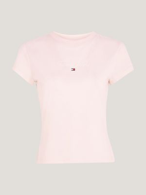 Camiseta de malha slim fit com logo essencial