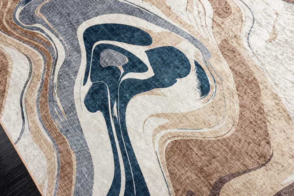 Moderner XXL Teppich EARTH 350x235cm braun beige blau Flachgewebe Indoor-Teppich