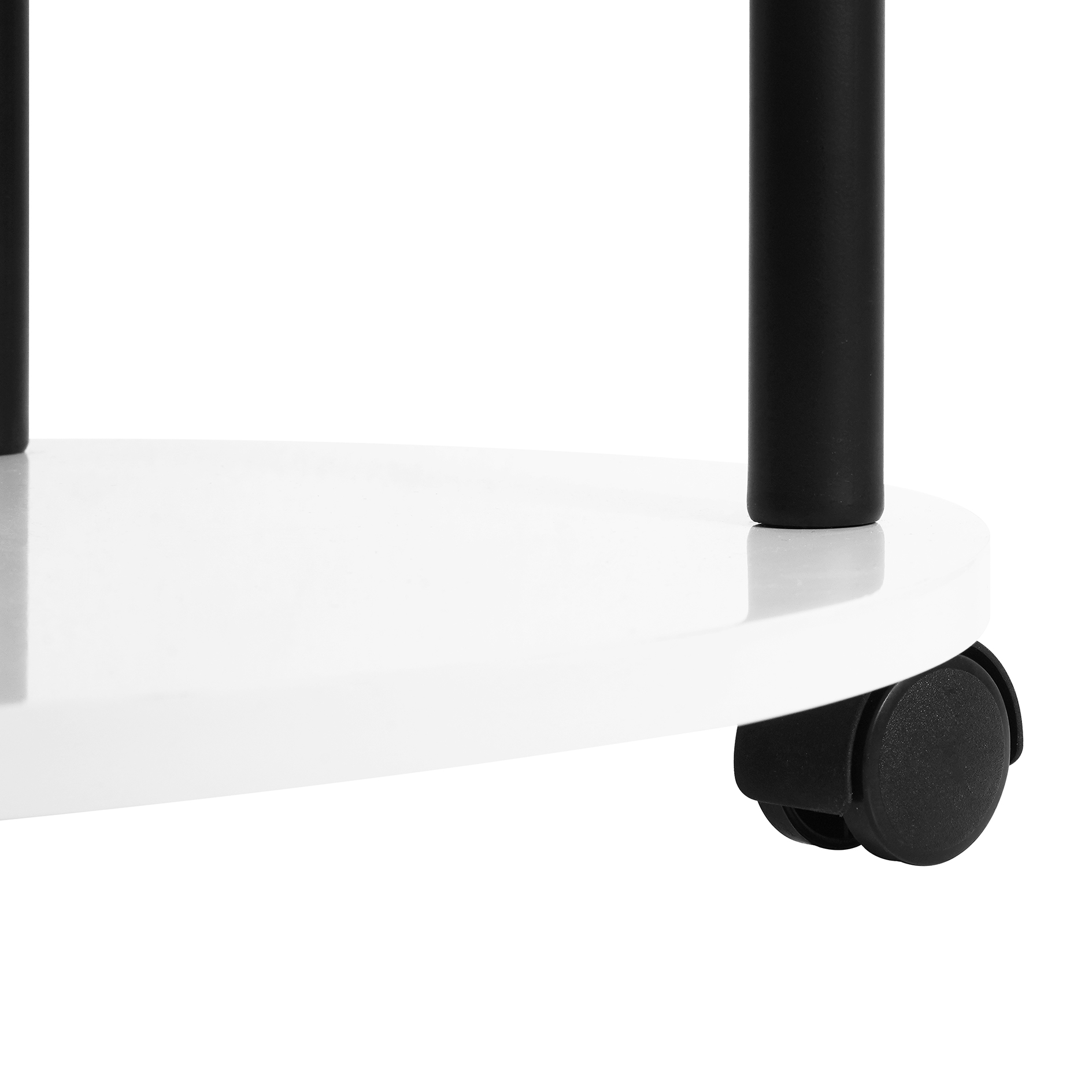 Beistelltisch - weiß Hochglanz - schwarz - rollbar