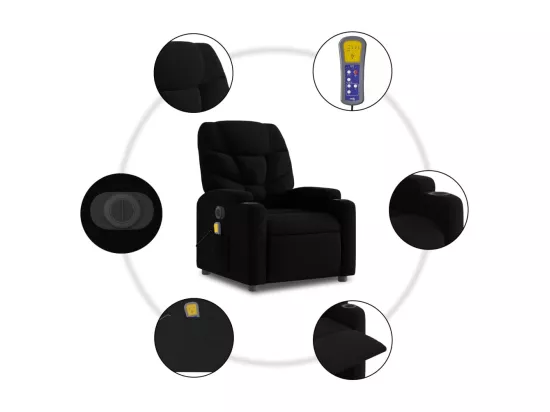 Fauteuil inclinable massant électrique Noir Tissu