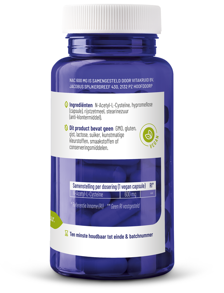 Vitakruid Nac 0 Mg N-Acetyl-L-Cysteïne (60 vega capsules)