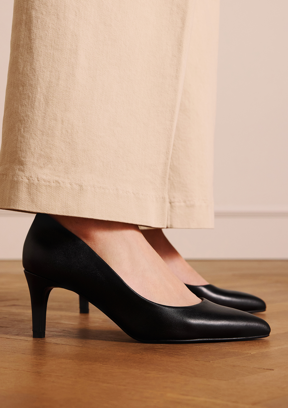 Zwarte leren pumps