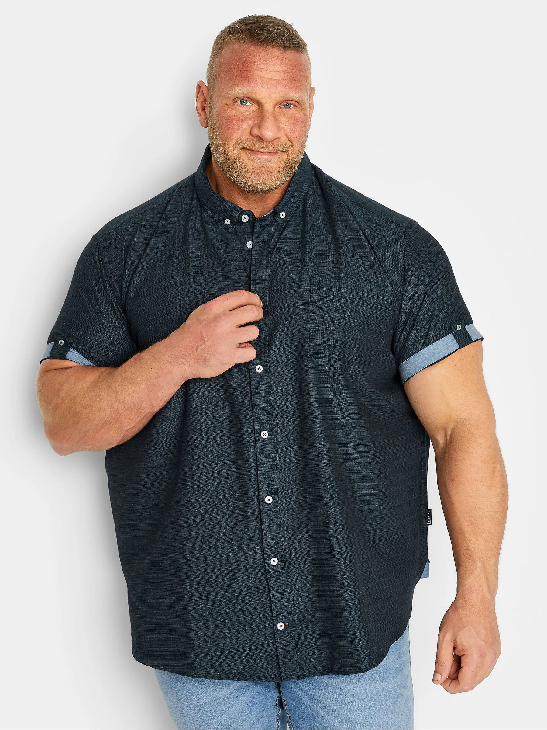 Blauw - BadRhino Big & Tall 100% Cotton Slub Shirt