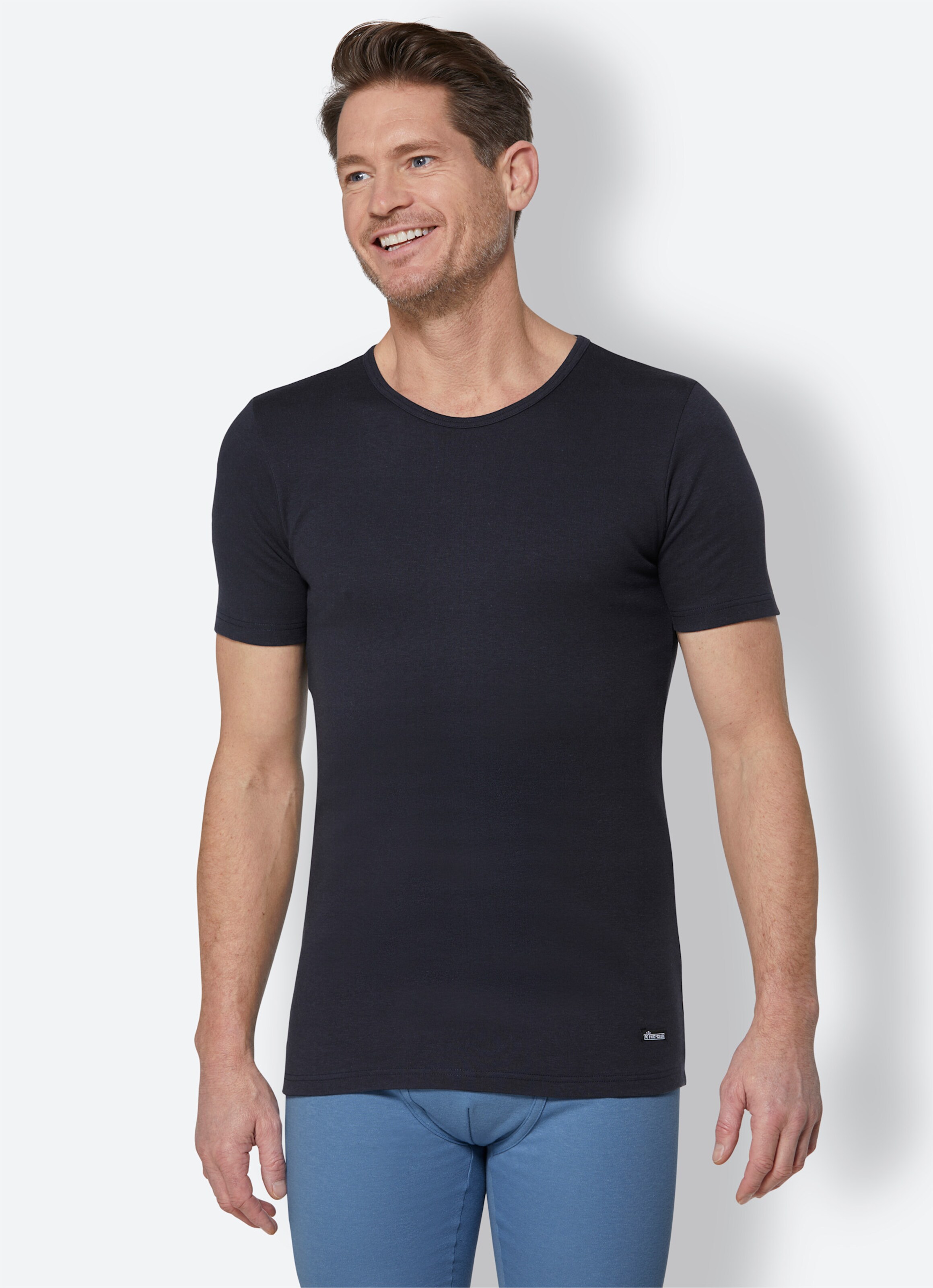 KINGsCLUB Shirt in marine + mittelblau