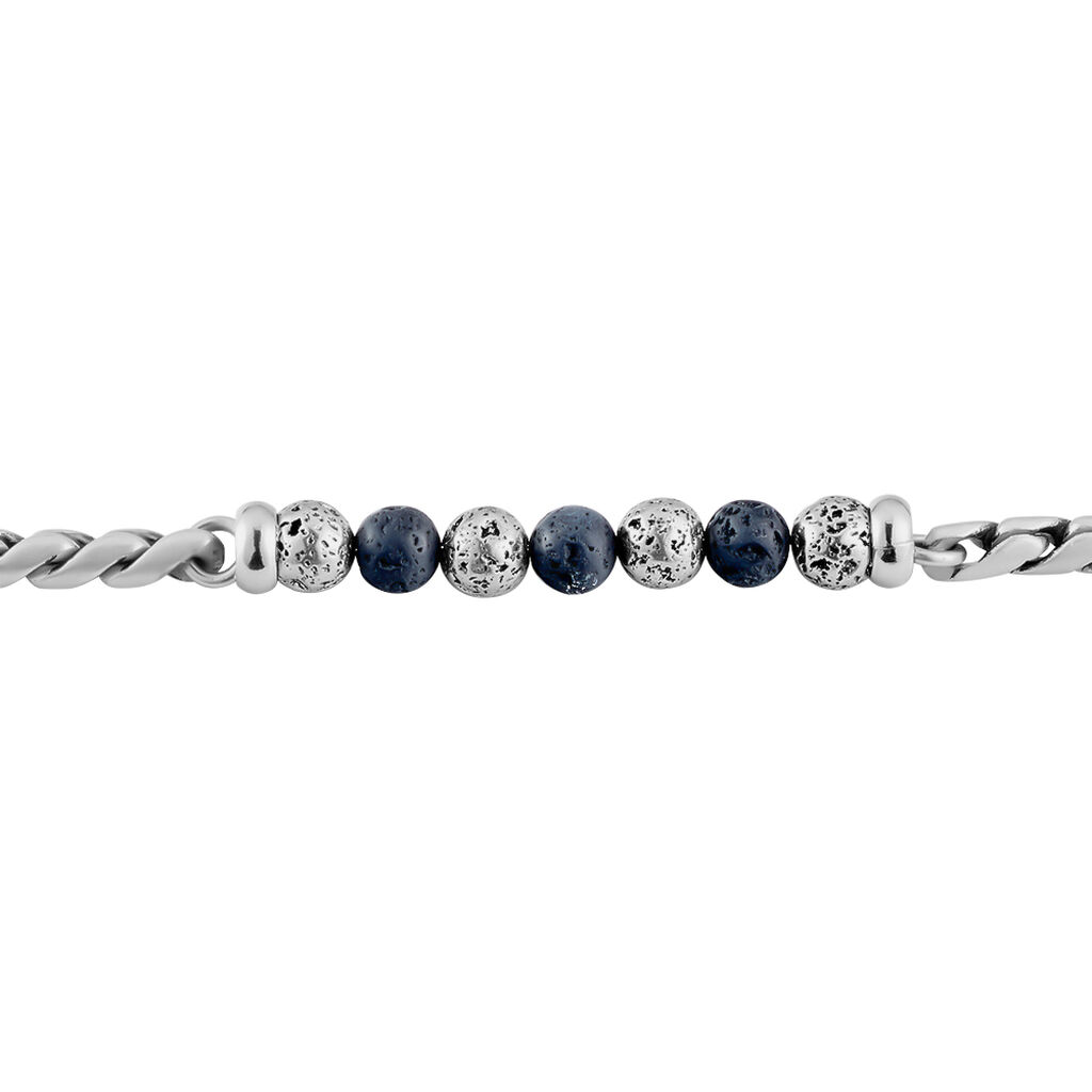 Bracelet Gulustan Acier Gris Vieilli Pierres De Lave