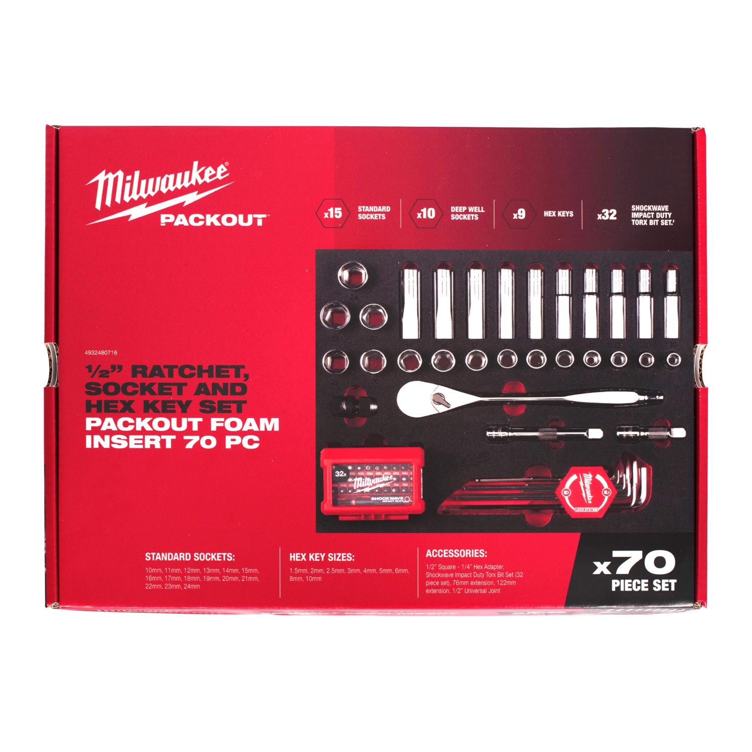 Milwaukee 4932480716 Foam Inlay doppenset 1/2'' PACKOUT™