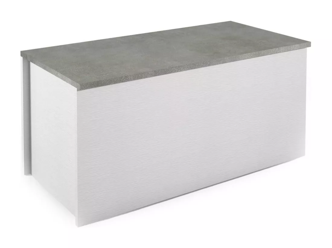 Malle Ditalen, Grande boîte de rangement polyvalente, Coffre moderne, 100% Made in Italy, 90x45h45 cm, Blanc et Ciment