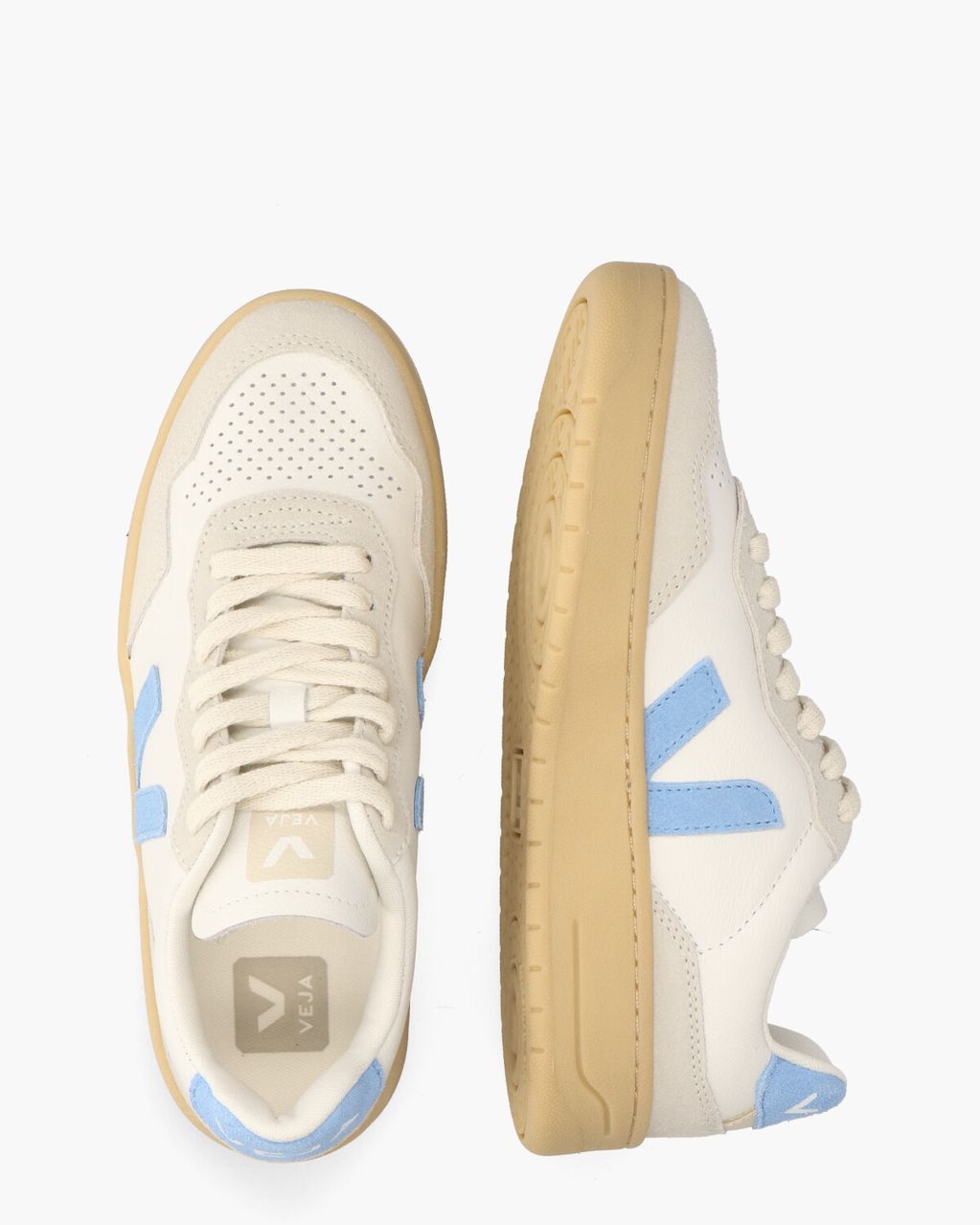 Veja V-90 O.T. Leather Wit/Blauw Damessneakers