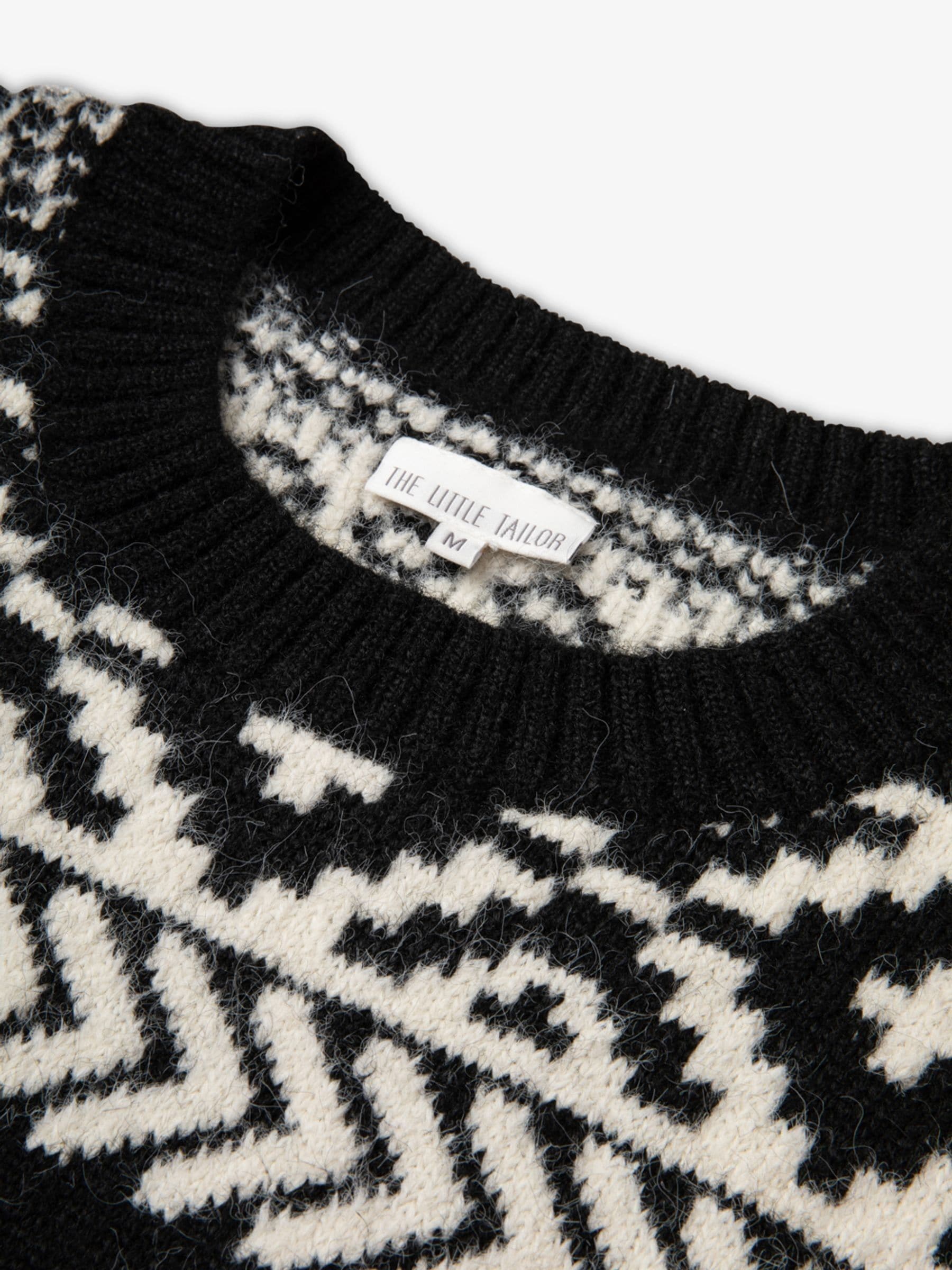 Zwart - The Little Tailor Chunky Tweekleurige Fairisle Kerstmis Trui