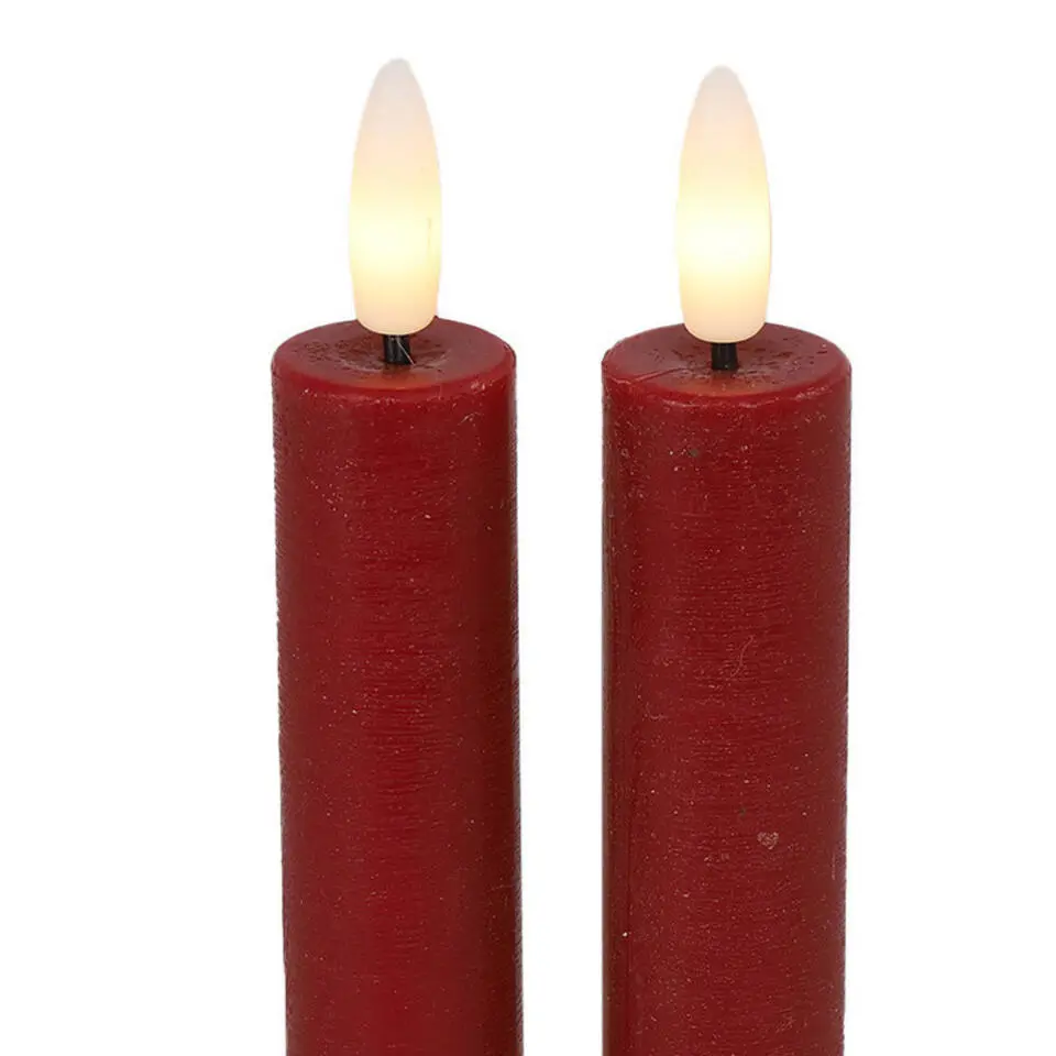 Countryfield Led kaarsen/dinerkaarsen - 2x - rood - 15 cm