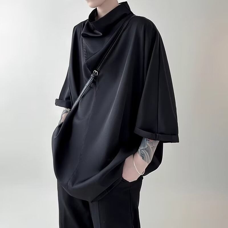 Blueforce - T-shirt met driekwartmouwen en mockneck, effen