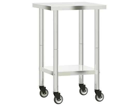 VIDAXL - Mobilier de cuisine Table de travail de cuisine avec roues 55x55x85 cm inox