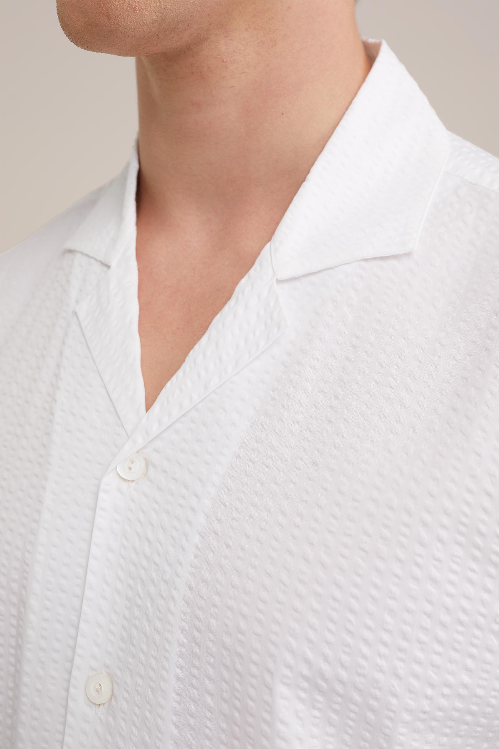 stretch overhemd met structuur WE Fashion Wit