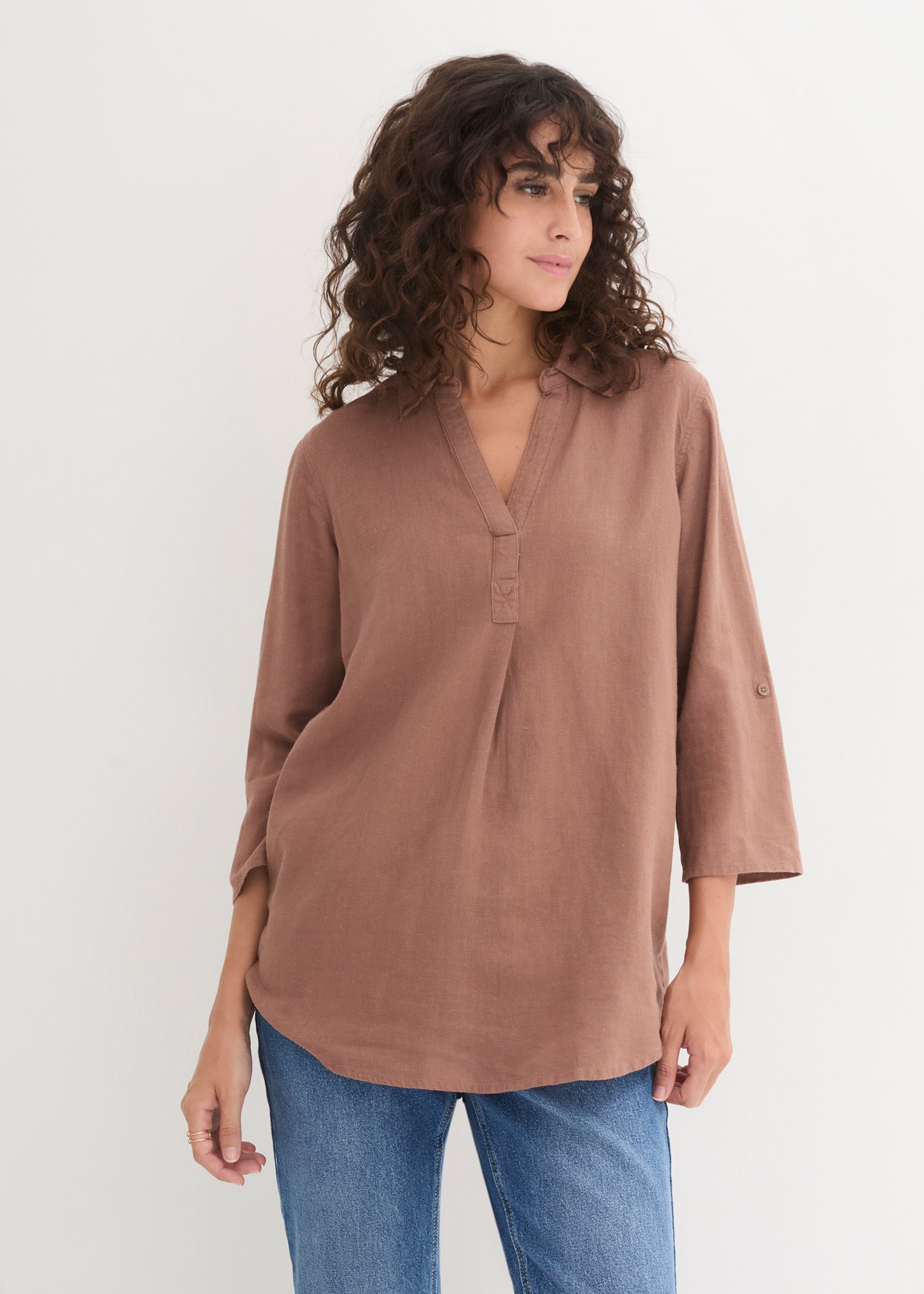 bonprix Langarmbluse »3/4-Arm Bluse mit Leinen«, 3/4-Arm Bluse mit Leinen