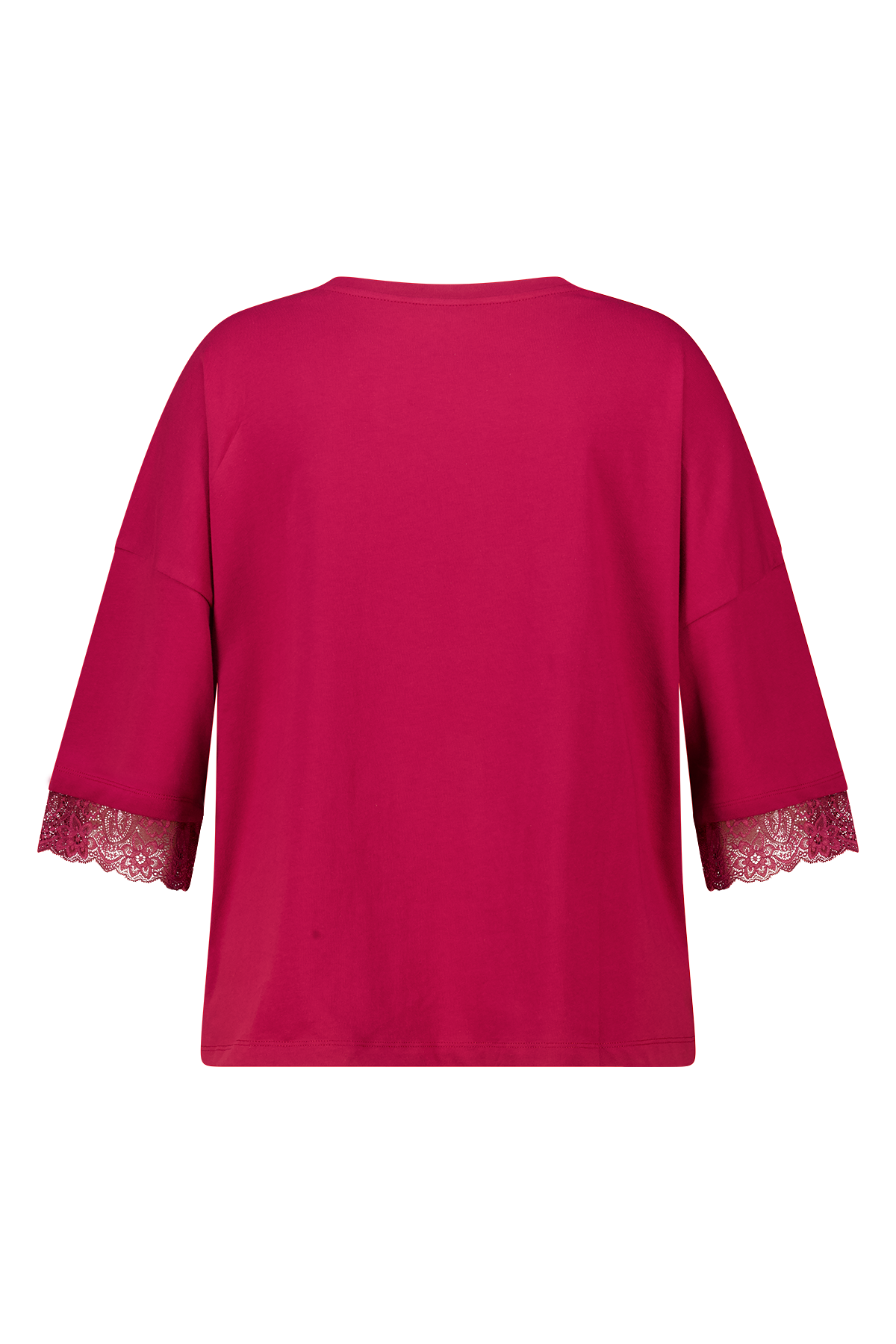 T-shirt met kanten details Bessen rood