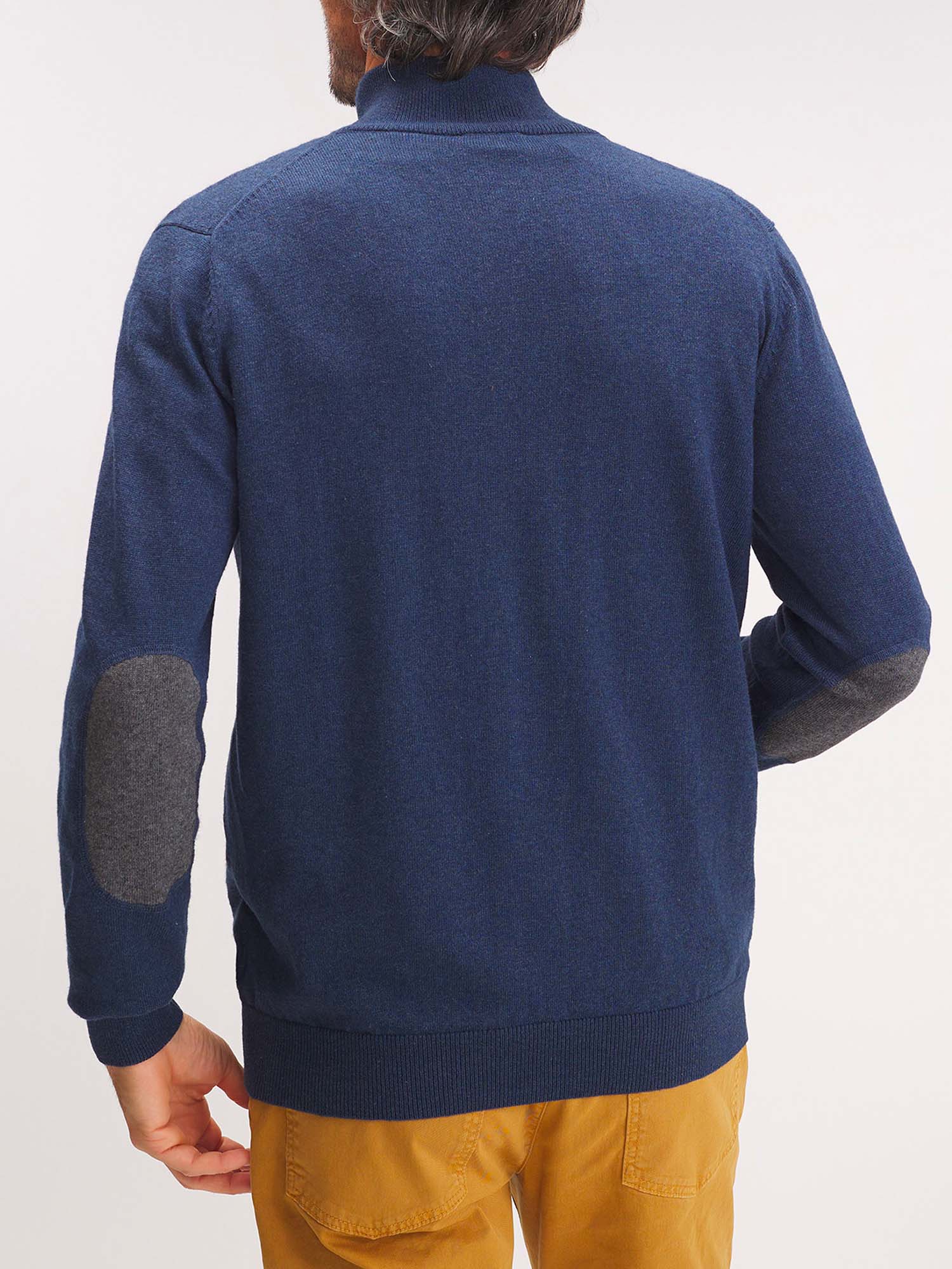 Gilet Homme Zippé Laine Coton Bleu