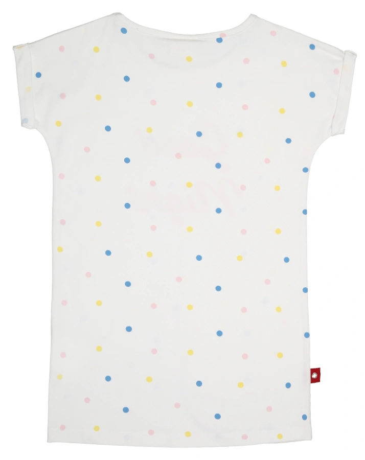 Kurzarm-Nachthemd MULTICOLOURED DOTS in weiß/rosa