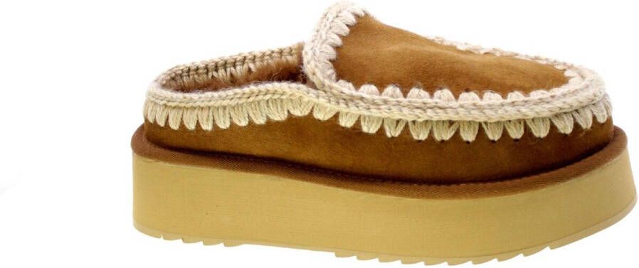 MOU Instappers Dames Clog Eskimo Platform Maat: 40 Materiaal: Suède Kleur: Cognac