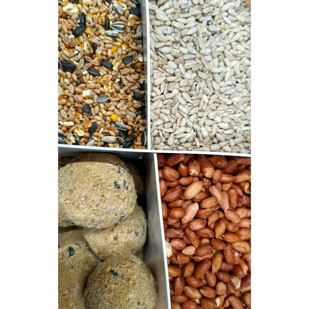 Seau mix premium 4 variétés dont boule de graisses 3 kg pour oiseaux