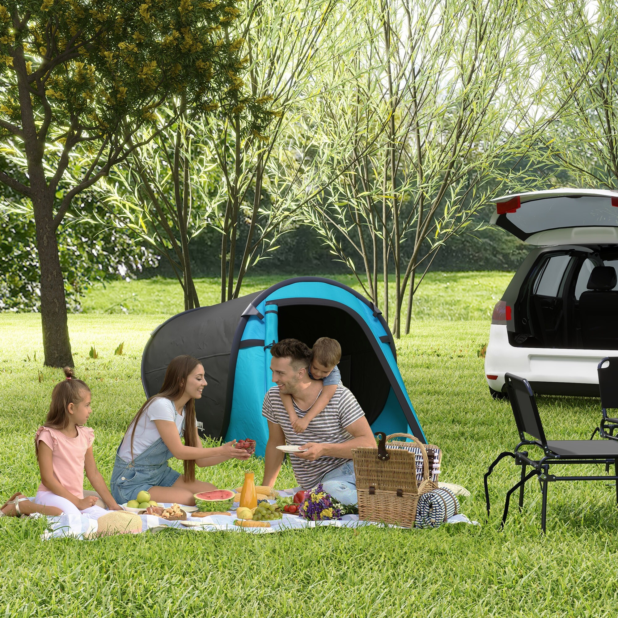 Outsunny Campingzelt für 1-2 Personen blau, grau 220 x 108 x 110 cm (LxBxH)