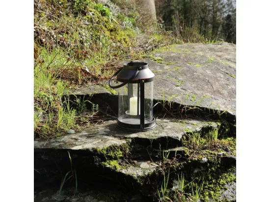 Lanterne pétrole jardin à poser bougie ancienne métal gris 42 cm