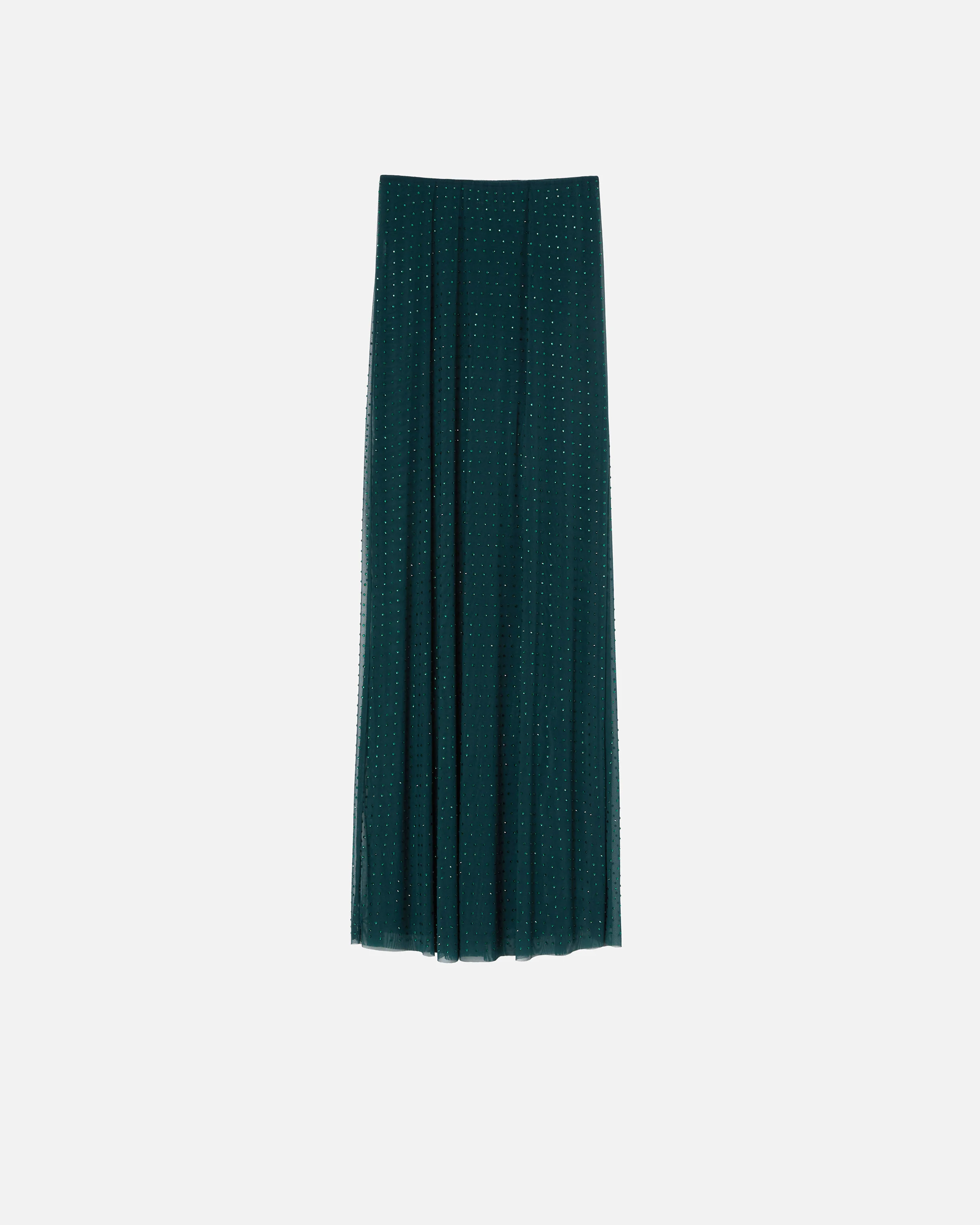 Jupe longue avec strass all-over | Vert