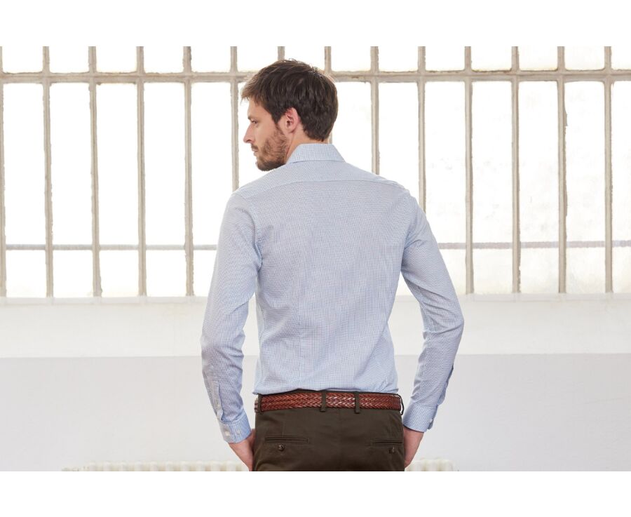 Chemise blanche à petits carreaux Vert Foncé - SALVATORE