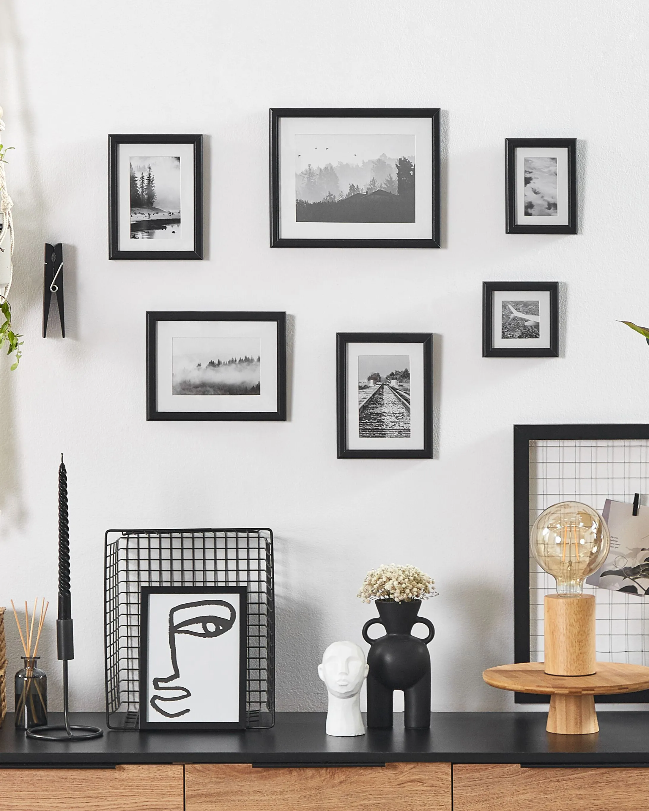 Set van 6 fotolijsten ZINARE Landschap Zwart