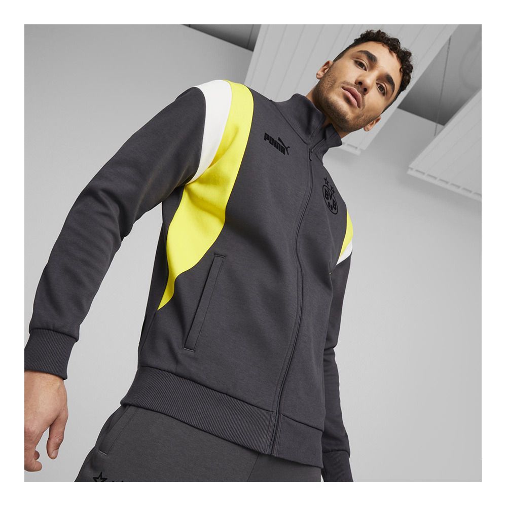 Puma BVB ARCHIVE - Sweat Homme flat dark gray/cyber yellow