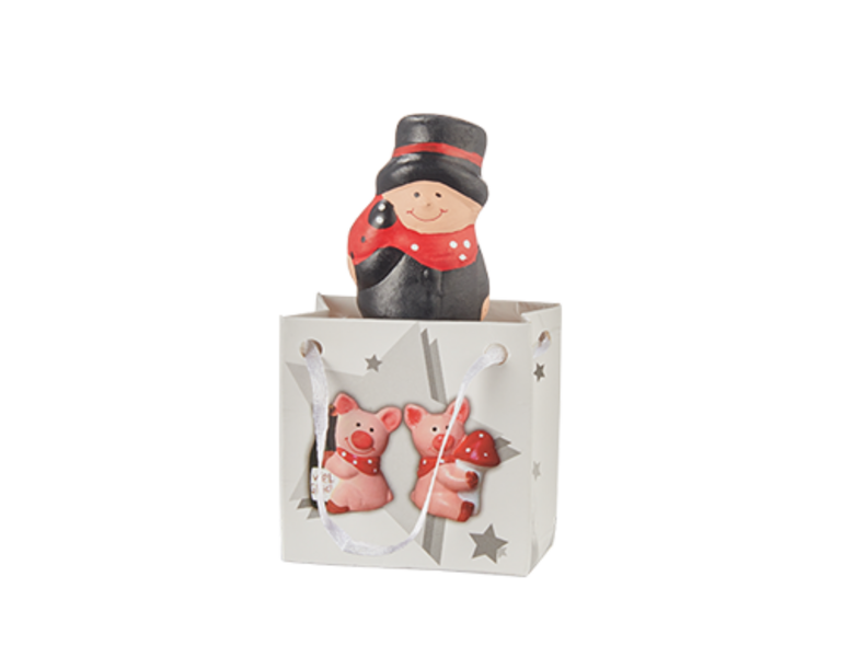 Glücksfigur in Geschenktasche