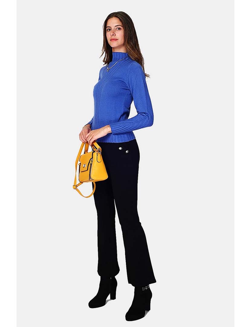 High Neck Blue Sweater