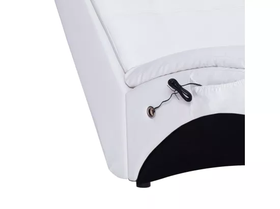 Chaise longue de massage avec oreiller Blanc Similicuir