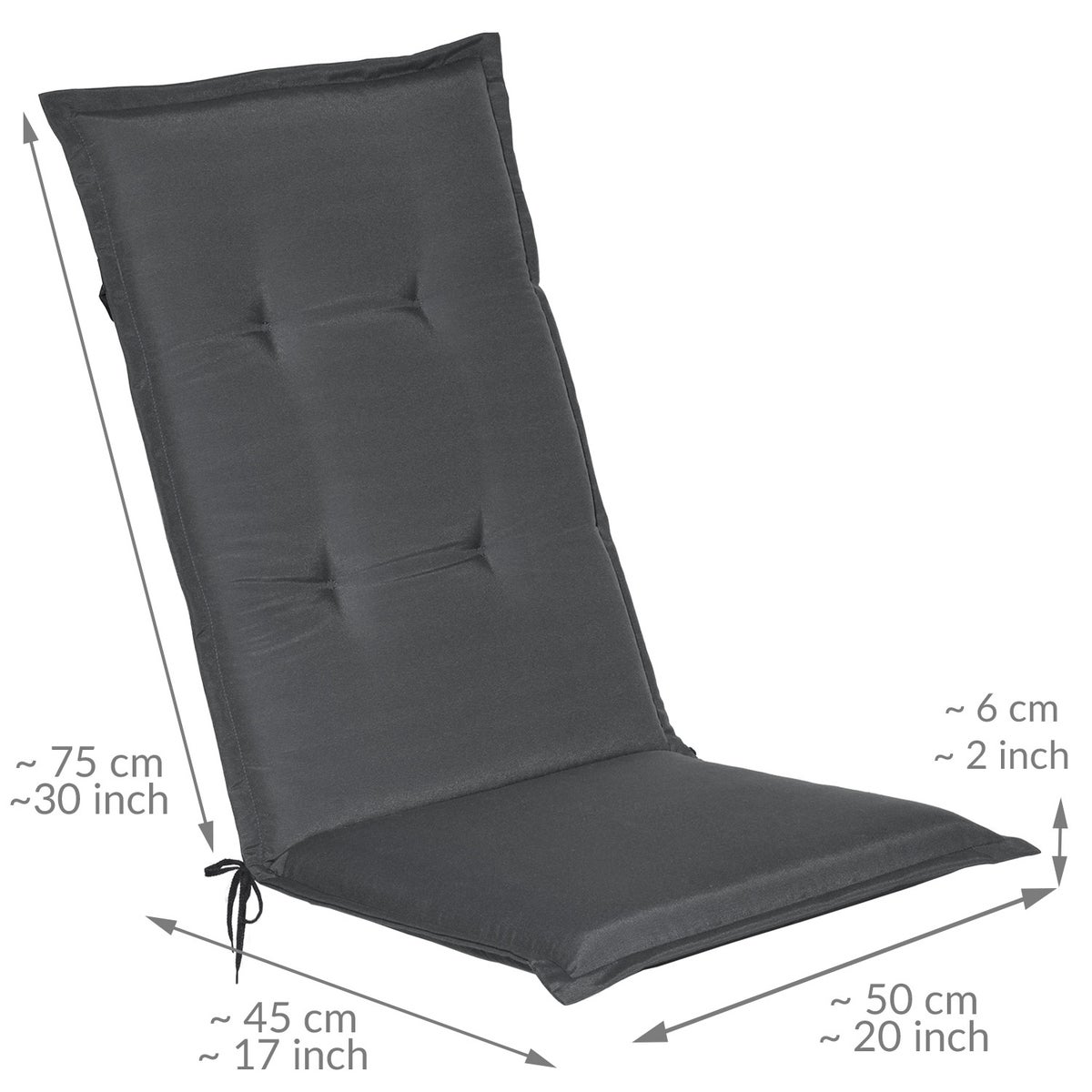 Beautissu Loft HL stoel met hoge rugleuning 120x50x6cm grafietgrijs (set van 4)