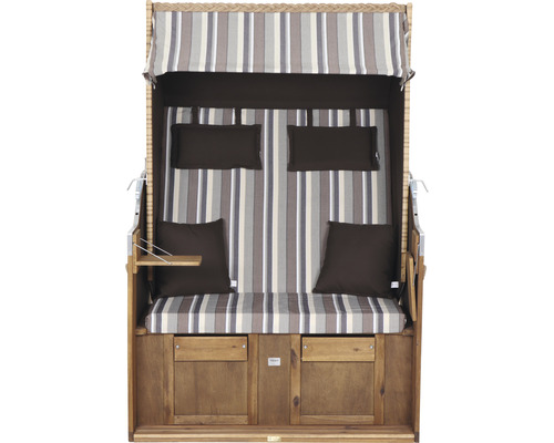 deVries Trend 10+ strandstoel, stof 741, hout, 120 x 80 x 160 cm, bruin