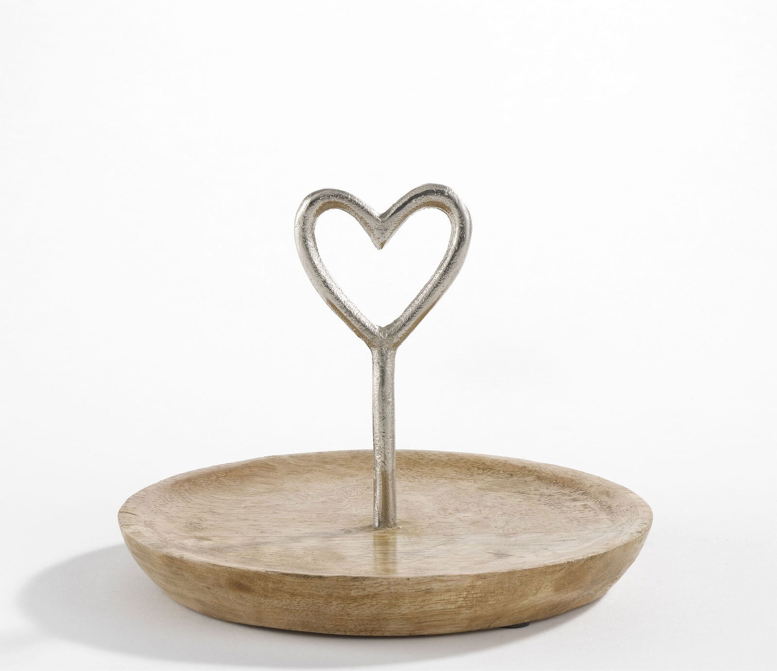 casaNOVA Dekotablett mit Herz 20 cm Holz braun
