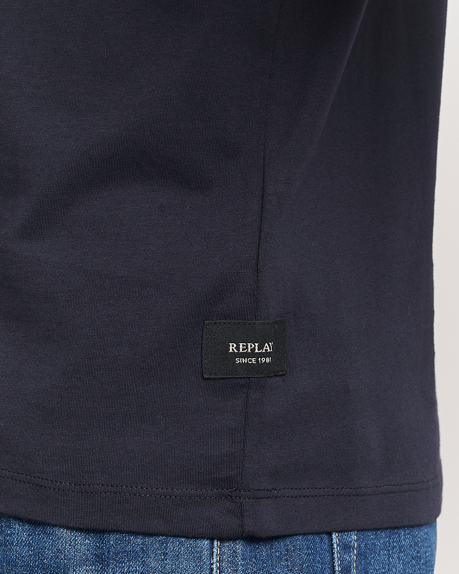 Replay Tonal Logo Crew Neck T-Shirt Navy