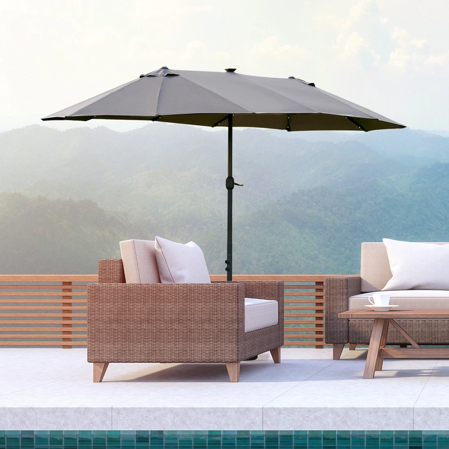 Outsunny Sonnenschirm Mit Solar-LED-Leuchte dunkelgrau