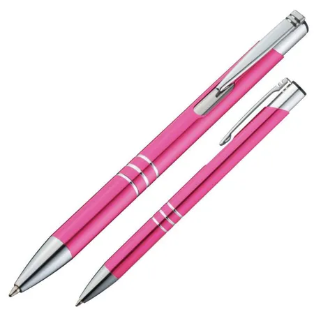 Macma Kugelschreiber aus Aluminium, pink, 100 Stück