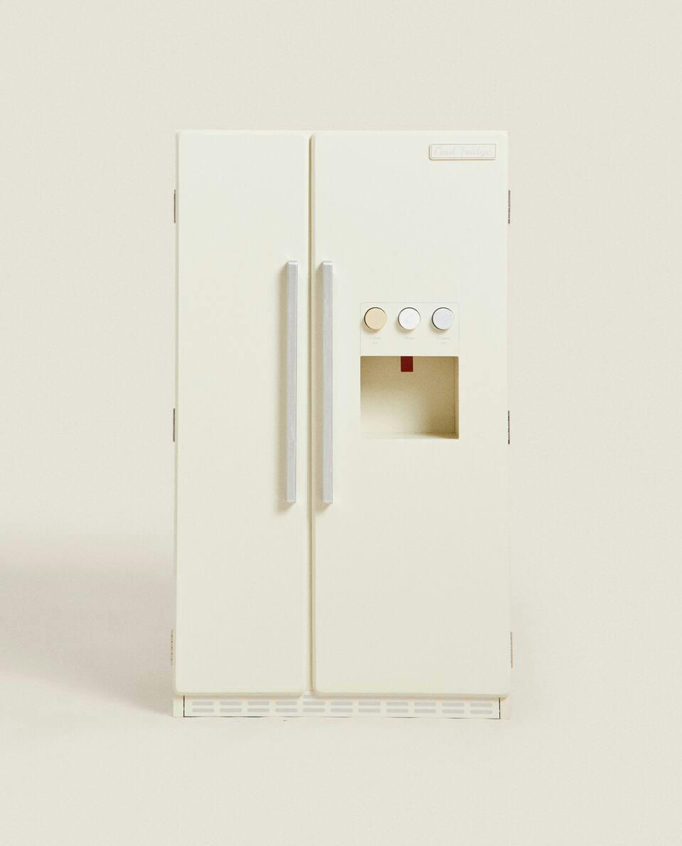 Brinquedo de geladeira infantil de madeira com duas portas
