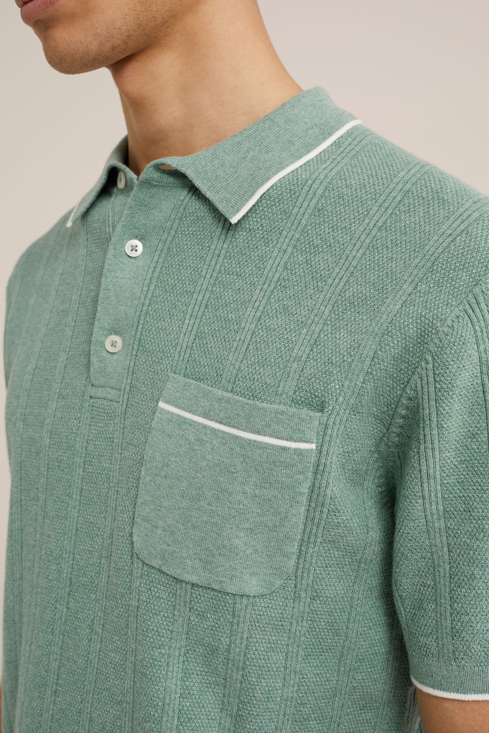 polo met structuur WE Fashion Lichtgroen